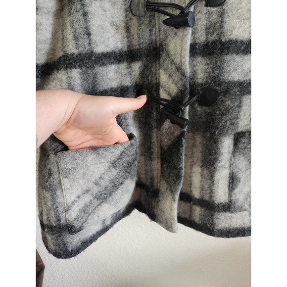 Michael by Michael Kors Paid Wool Blend Hooded Toggle Closure Coat 14 - Picture 6 of 9